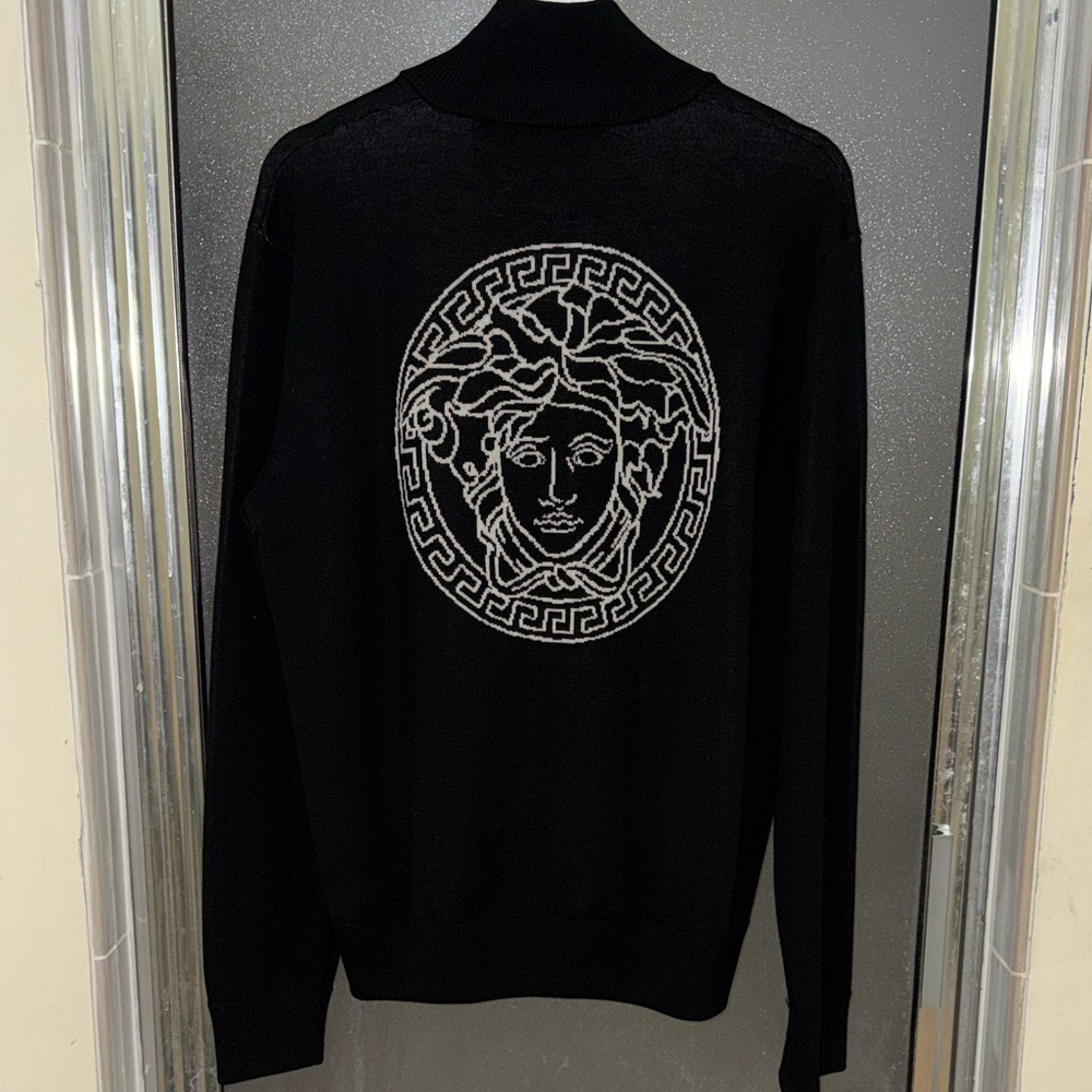 Versace Black and White Medusa Crewneck Sweater